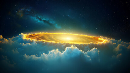 Poster - Cosmic collision of light and clouds outer space digital art ethereal environment celestial viewpoint