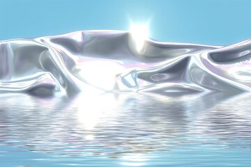 Fototapete - Shimmering abstract landscape reflecting sunlight on calm water in a serene environment