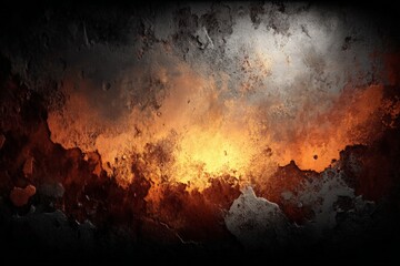 Poster - Abstract texture of orange flames against dark rough surface in a dramatic visual display during a creative design project