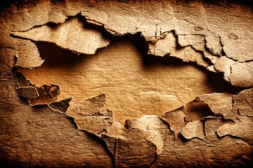 Poster - Textured wall with cracked surface revealing Texas shape in warm tones during daylight
