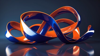 Fototapete - Abstract Design with Intertwined, Vibrant Blue and Orange Shapes