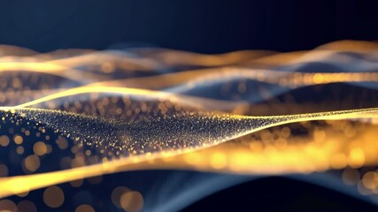 Poster - abstract waves of light create mesmerizing visual effect with shimmering particles, blending warm an
