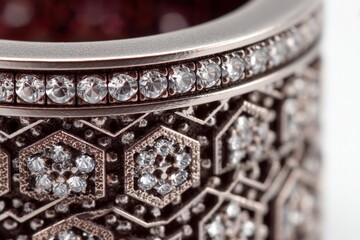 Poster - Intricate metallic bracelet design featuring sparkling stones captured in close-up view