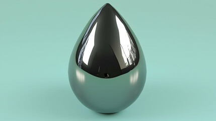 Wall Mural - Shiny metallic teardrop on teal background; perfect for industrial or technology concepts