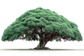 Poster - Majestic tree with expansive canopy stands proudly in bright light showcasing its lush green leaves