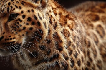 Poster - Close-up of a leopard showcasing its stunning coat and striking features in a natural habitat during daylight