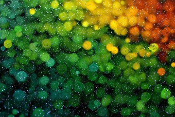 Leinwandbilder - Colorful bokeh effect with droplets of water creating a vibrant blend of hues in a dynamic and artistic display