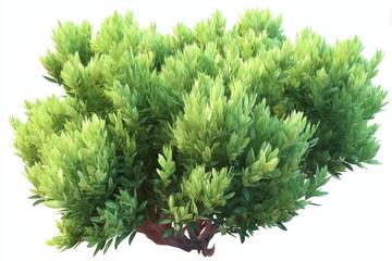 Poster - Vibrant green foliage of a bush standing out against a plain background