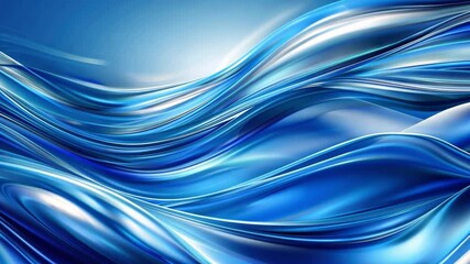 Poster - abstract blue waves in fluid motion create serene and calming background, showcasing smooth curves a