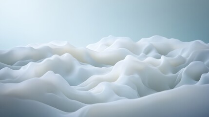 Aufkleber - Translucent white waves create a smooth and flowing composition on a light gray backdrop, providing a serene and modern look with space for text or graphics
