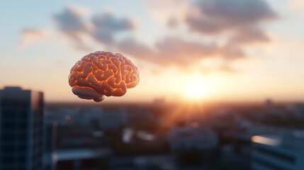 Poster - Intricate neural networks light up in bright blue and orange, showcasing brain activity on a textured dark surface with ample copy space for design use