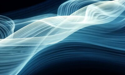 Wall Mural - dark blue gradient background with soft flowing light motion layers made with generative ai technolo