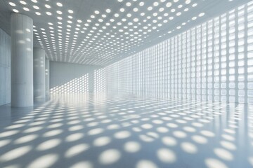Poster - Modern interior space with unique light patterns during daytime