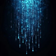 A futuristic high-tech backdrop featuring cascading blue digital code, evoking a cyber-inspired ambiance suitable for data security or stock themes