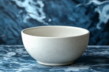 Leinwandbilder - Elegant ceramic bowl on a marbled blue surface showcasing minimalist design and craftsmanship in a stylish kitchen setting