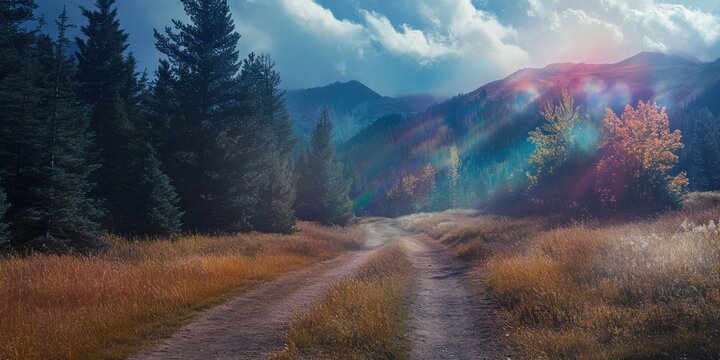 Bending dreamy trail element on a prism stroke backdrop