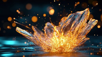 Poster - Dramatic gold explosion creating a stunning visual effect with bright sparks against dark background