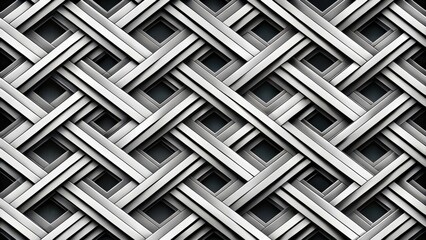 Poster - Abstract Metallic Interwoven Pattern with Shadowed Diamond Shapes