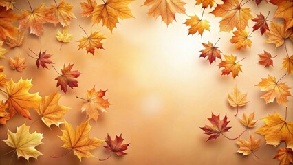 Poster - Autumnal foliage design with falling leaves on a warm background
