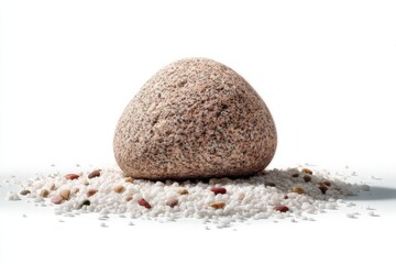 Poster - Unique stone resting atop a bed of colorful sand in a minimalistic setting perfect for a calming atmosphere