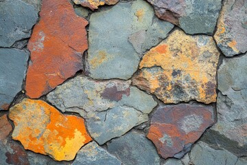 Aufkleber - Colorful stone wall with unique patterns and textures provides natural beauty for outdoor spaces