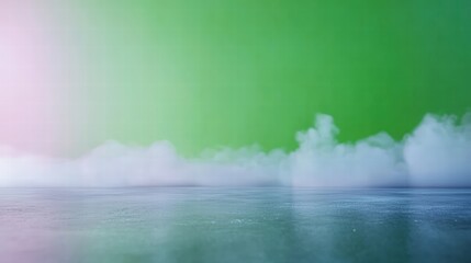 Poster - Dramatic green background with wispy smoke creating an ethereal and mysterious atmosphere in focus