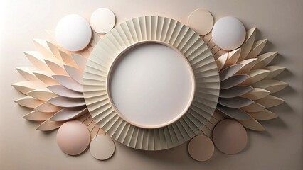 Leinwandbilder - Abstract Neutral-Toned Circular Floral Design with Central Empty Space for Text or Logo