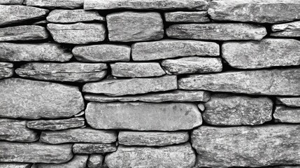 Poster - Gray stone wall composed of irregular blocks.