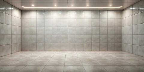 Leinwandbilder - Empty Room with Neutral Tiled Walls and Floor, Ideal for Mockups and Presentations