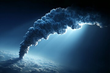 Poster - Dramatic cloud formation created by atmospheric elements showcasing sunlight breaking through at twilight