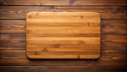 Poster - Wooden Cutting Board on Rustic Wooden Surface, Ideal for Culinary or Craft Projects