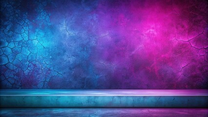 Aufkleber - Neon-lit Cracked Wall with Platform for Product Display