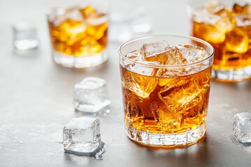 Poster - Refreshing drinks served with ice cubes at a social gathering during the afternoon