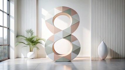 Aufkleber - Modern geometric free-standing room divider with pastel tones
