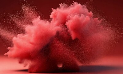 Poster - Radiant red particles glowing on a fiery red background made with Generative AI technology