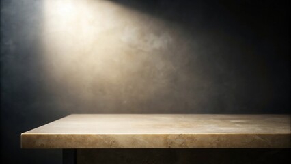 Leinwandbilder - Empty Beige Tabletop with Dramatic Lighting and Dark Background