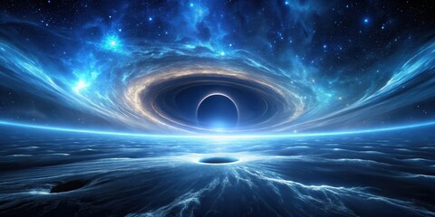 Poster - A celestial ocean meets a swirling cosmic vortex, a breathtaking expanse of interstellar wonder
