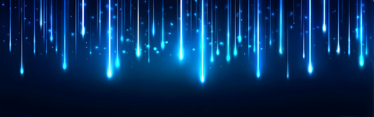 Poster - A stunning digital abstraction featuring glowing blue lines cascading down against a dark background, symbolizing innovation and modernity.