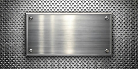 Aufkleber - Brushed Metal Plate on Perforated Sheet Background Industrial Design Texture