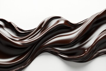 Poster - Rich, glossy chocolate flowing over a smooth surface in an artistic wave during a gourmet pastry preparation process