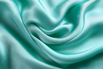 Leinwandbilder - Smooth mint green fabric draped elegantly showcasing its glossy texture and gentle waves