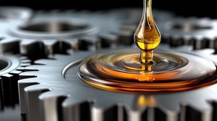 Aufkleber - Oil Droplet Transforming Into Industrial Gear Symbolizes Connection Between Energy and Machinery in a Modern Context