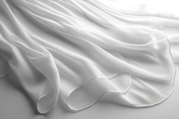 Leinwandbilder - Soft white fabric cascading with gentle folds under bright light in a serene setting