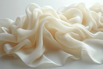 Leinwandbilder - Soft and delicate cream fabric draped elegantly on a neutral background showcasing texture and fluidity in natural light