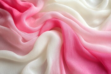 Poster - Soft pink and white fabric draped elegantly with gentle waves and textures