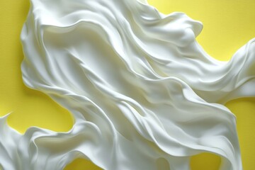 Leinwandbilder - Soft white fabric gracefully flowing against a vibrant yellow background during daylight