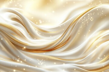Leinwandbilder - Elegant golden silk fabric draped with soft folds and sparkling highlights in an artistic arrangement