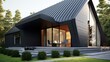 © Ameer - Modern Black A-Frame House with Glass Windows , Modern Black A-Frame House in a Forest Setting
