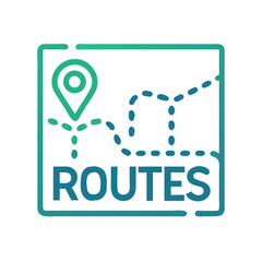 Poster - Routes Icon with Map Pointer and Dashed Line, Modern Design Illustration