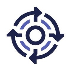 Poster - Circular Arrows: Cycle, Rotation, Flow, and Process in Dark Blue